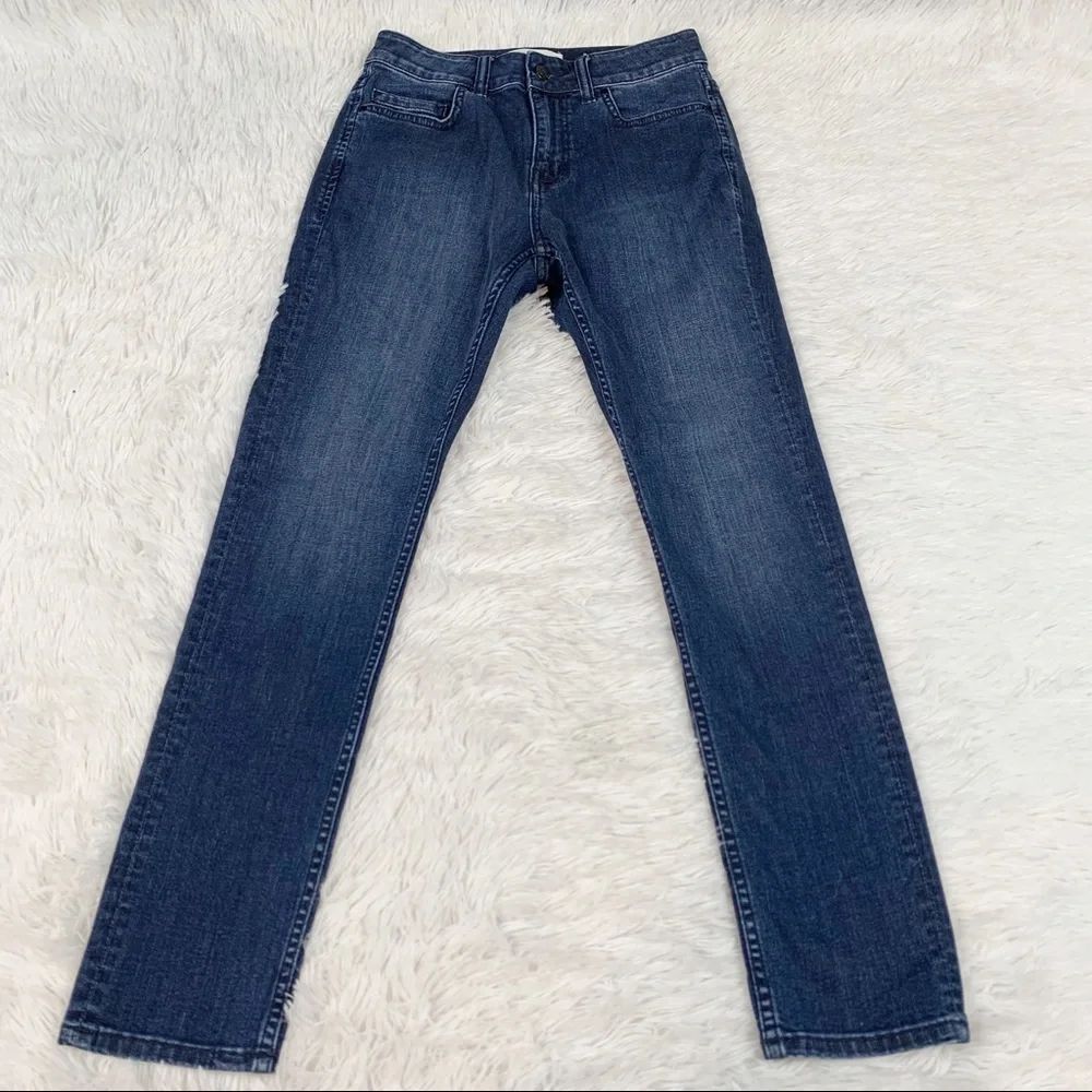 Kate Spade Broom Street high rise straight jeans solid blue classic medium wash